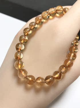 S235# 天然阿塞斯特莱彩虹金字塔黄水晶手链 7.5mm 重15.52克