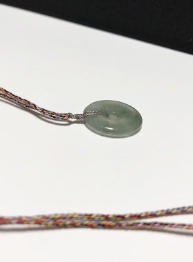 D265# 天然A货高冰翡翠带荧光起胶感金枝玉叶平安扣吊坠 21*3mm