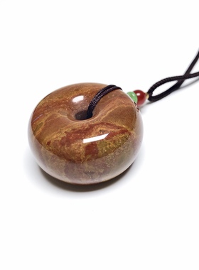 D867# 天然精品战国红玛瑙丝滑如画大胖墩平安扣吊坠36*19.2mm