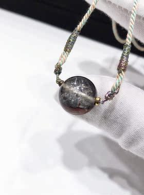 D688# 天然红jiu羽圆珠吊坠锁骨链13.5mm