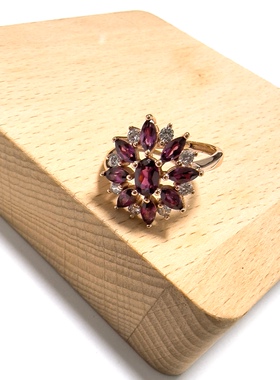 G177# S925通体纯银紫牙乌石榴石戒指18.5*17*6.5mm