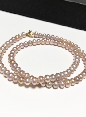 D739# 天然淡水珍珠项链双圈手链两用款4.5mm 极光粉baby锁骨链