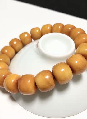 S1630# 天然黄金甲老型桶珠手串13.5*11.3mm 男款大版手链 18颗