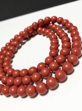 S634# 天然原矿朱砂高含量红砂三圈手链6mm
