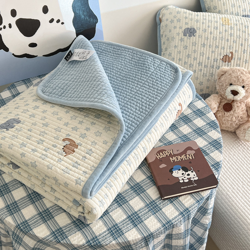 有态度一面绒一面纯棉床盖三件套夹棉绗缝榻榻米牛奶绒床单可机洗