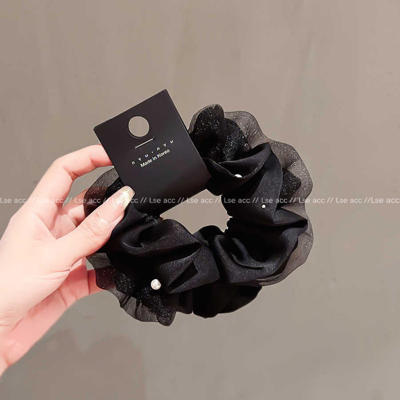 高级感柔纱珍珠大肠发圈女2025新款扎头发绳发饰头绳时尚洋气头花,淘宝优惠券,粉丝福利购,淘宝优惠卷