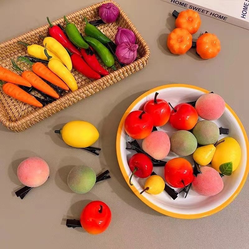 仿真水果发夹边夹可爱搞怪刘海夹草莓桃子发卡小本创业地摊发夹,淘宝优惠券,粉丝福利购,淘宝优惠卷