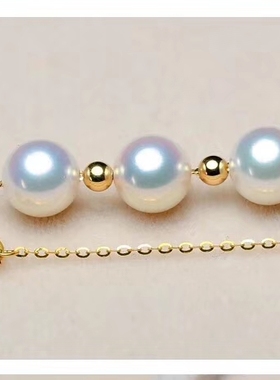 真金天然珍珠正圆项链轻奢款吊坠