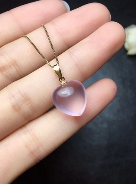 18K金芙蓉石耳勾心形水晶吊坠