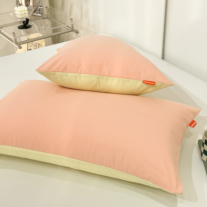 纯色水洗棉枕套纯棉全棉成人枕头套一对家用40x60纯色枕芯内胆套