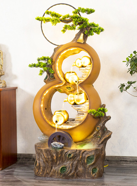 葫芦流水摆件循环水新中式客厅