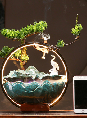 桌面创意陶瓷循环水招财流水摆件