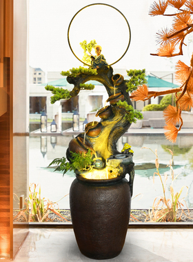 新中式风庭院鱼池造景装饰摆件