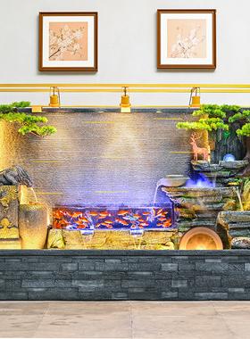 简约现代落地风水循环喷泉摆件