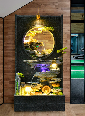 大型假山别墅庭院鱼池流水屏风