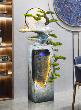 招财流水摆件创意玄关家居中式喷泉客厅加湿办公室开业礼品循环水