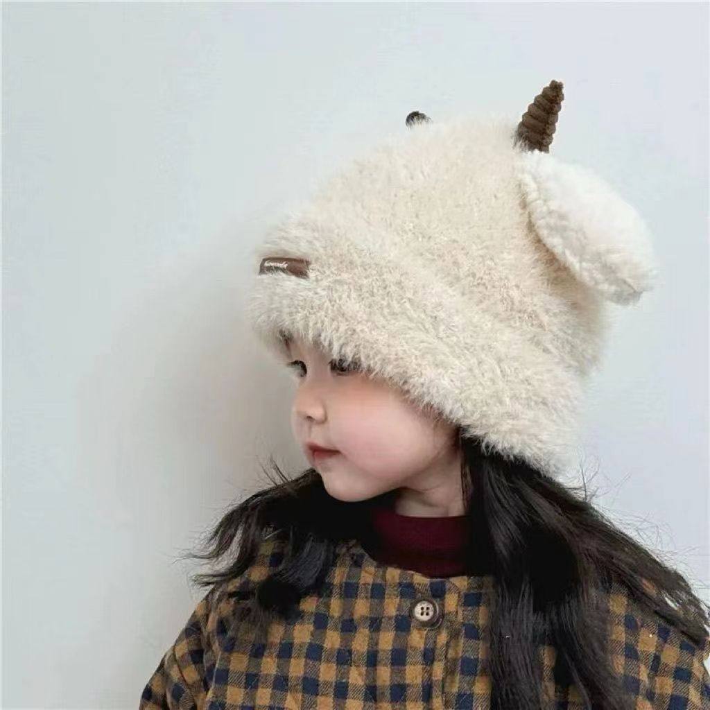 宝宝帽子冬季可爱小羊角帽男女童护耳帽小童保暖毛绒帽针织毛线帽,淘宝优惠券,粉丝福利购,淘宝优惠卷