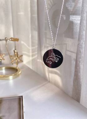 ins风简约百搭圆牌diy刻字项链