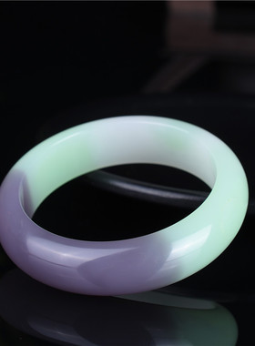 玉缘天然新疆和田玉羊脂玉手镯青海料翡翠青飘翠黑白色青花绿玉手