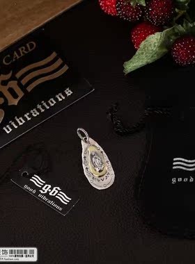 【舞银光】925纯银 泰银Good Vibrations骷髅椭圆吊坠