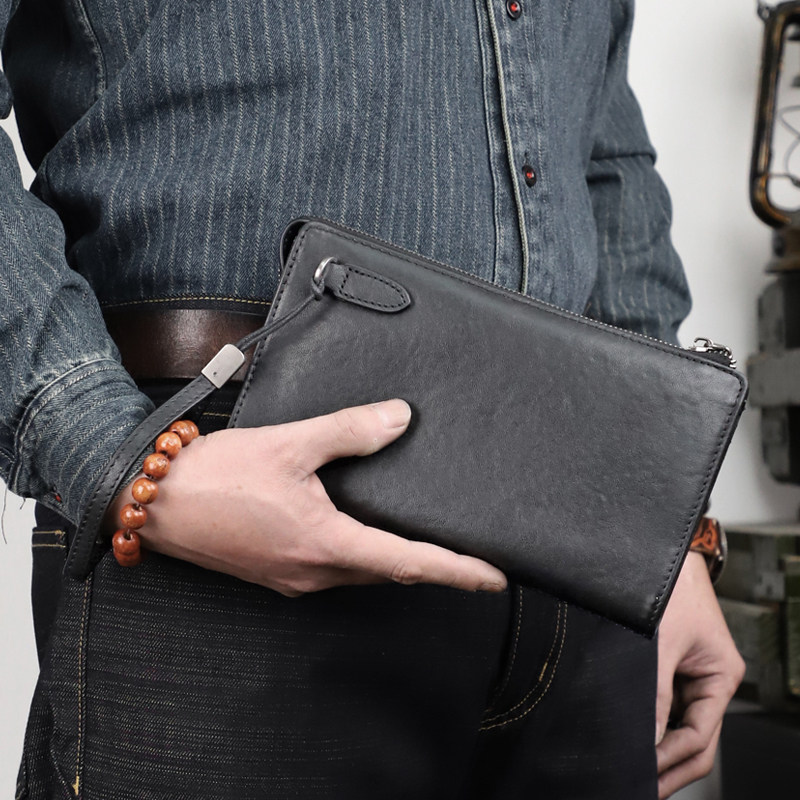 男士手包真皮头层植鞣牛皮手拿包休闲大容量拉链钱包日韩手机包潮,淘宝优惠券,粉丝福利购,淘宝优惠卷