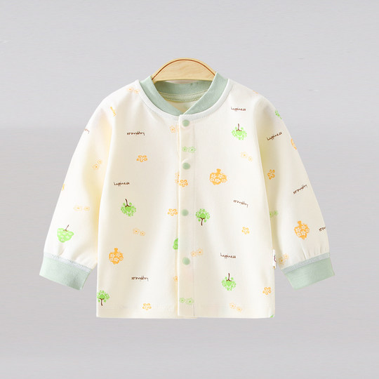 0-2岁宝宝秋衣春秋装纯棉无骨婴儿上衣单件对扣睡衣新生儿打底衫