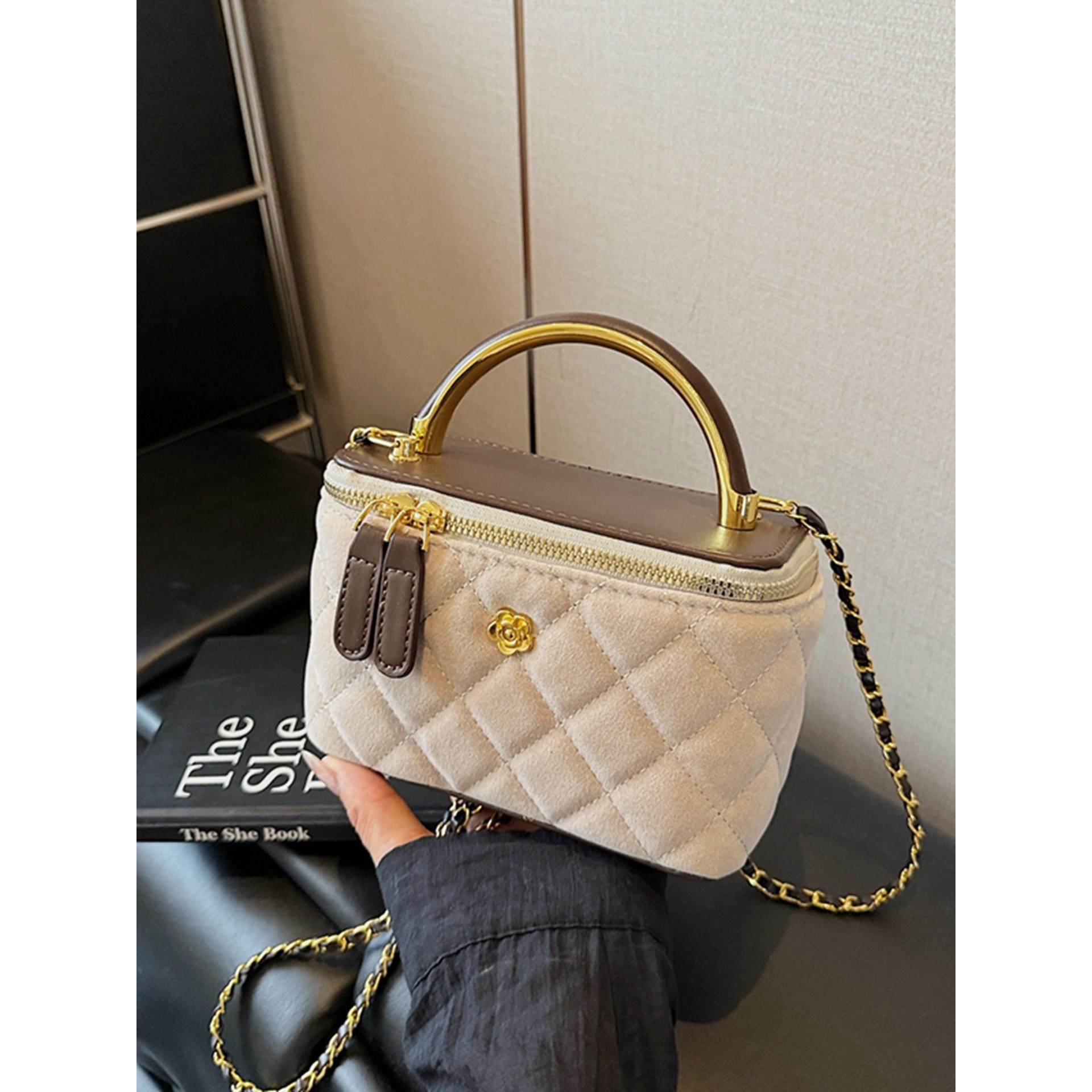 美拉德复古小包包女2026新款小香风菱格链条斜挎包手提盒子水桶包,淘宝优惠券,粉丝福利购,淘宝优惠卷