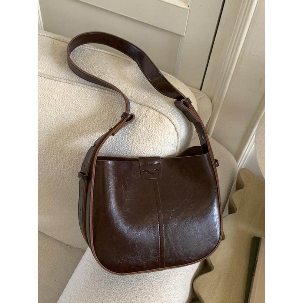 极简大水桶包包女2025新款高级感单肩腋下包时尚油蜡皮通勤托特包,淘宝优惠券,粉丝福利购,淘宝优惠卷