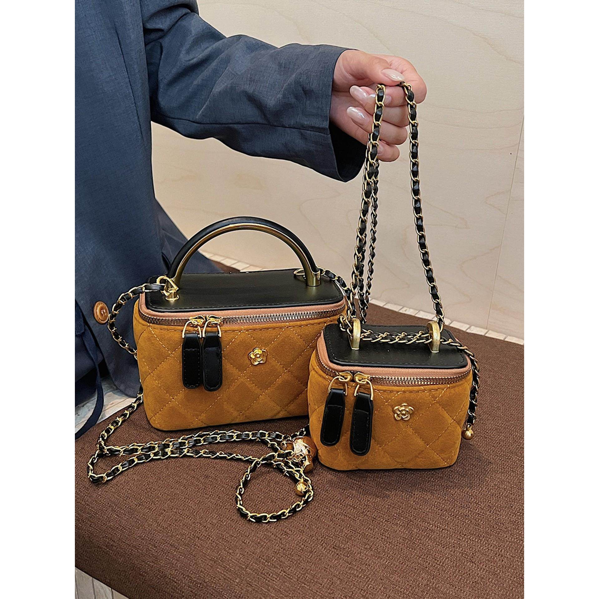 美拉德复古小包包女2026新款小香风菱格链条斜挎包手提盒子水桶包,淘宝优惠券,粉丝福利购,淘宝优惠卷