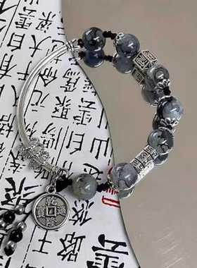 新中式半镯竹节蝴蝶手链