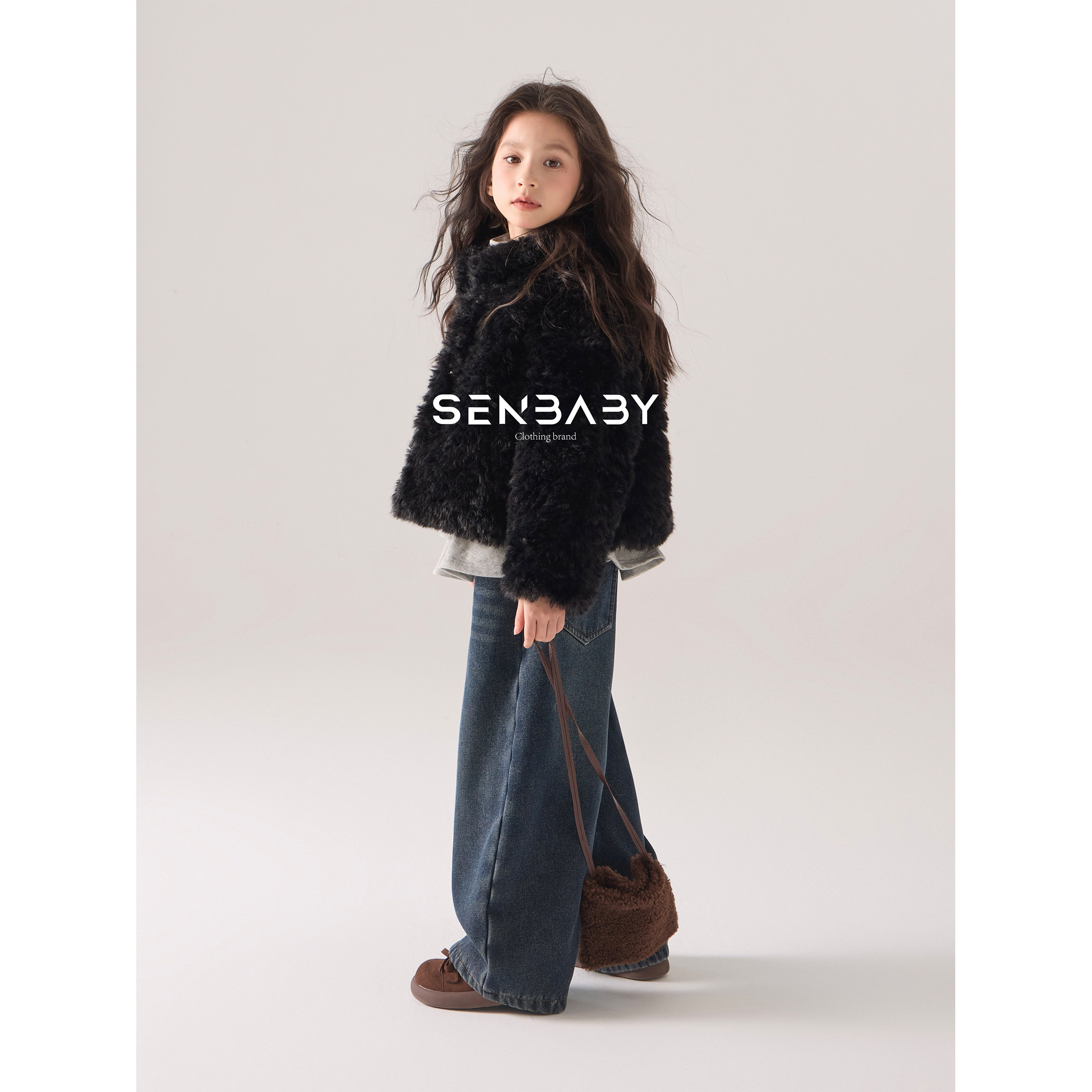 senbaby童装女童直筒牛仔裤子冬季儿童保暖长裤加绒深色牛仔裤,淘宝优惠券,粉丝福利购,淘宝优惠卷