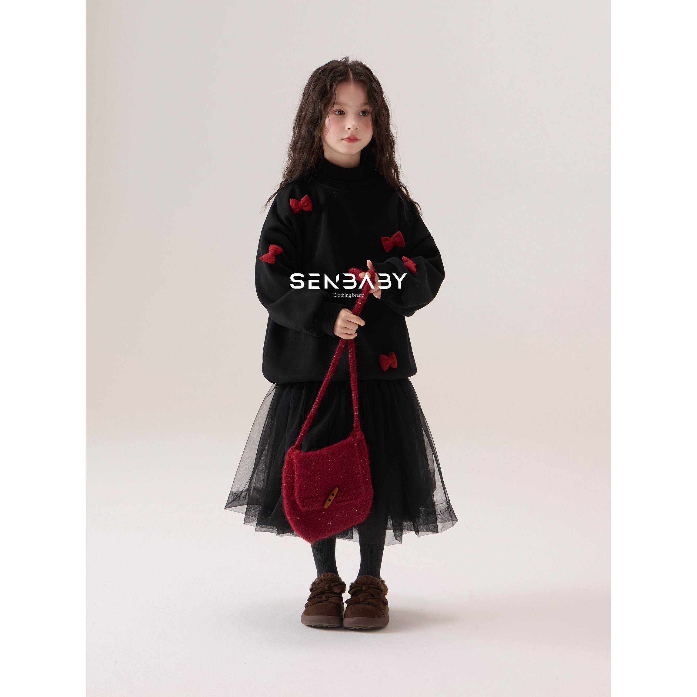 【现货】senbaby童装女童圆领卫衣外套冬儿童套头加绒蝴蝶结卫衣,淘宝优惠券,粉丝福利购,淘宝优惠卷