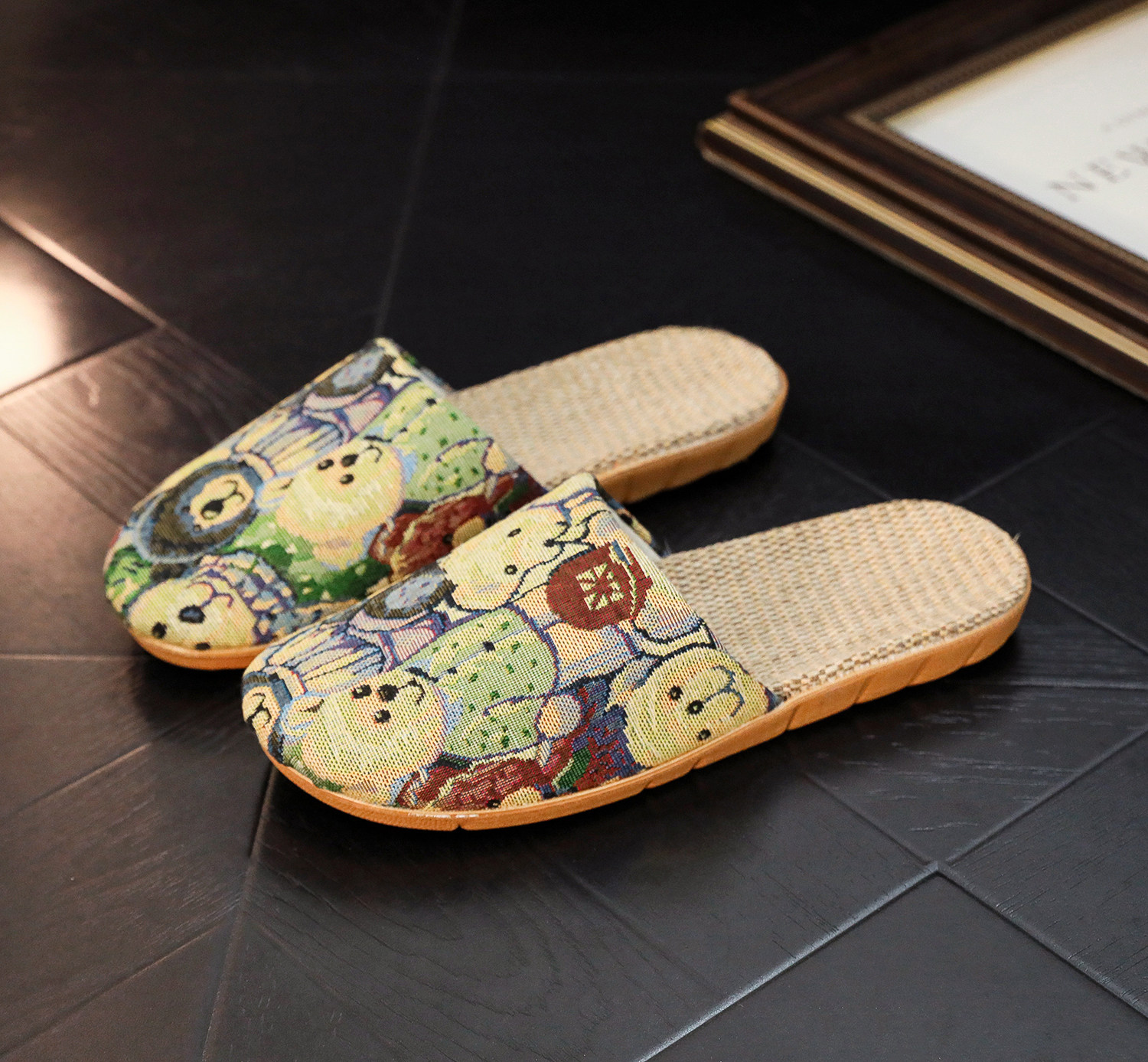 雪皮熊四季居家亚麻拖鞋夏季透气吸汗EVA软底木地板静音男女居家,淘宝优惠券,粉丝福利购,淘宝优惠卷