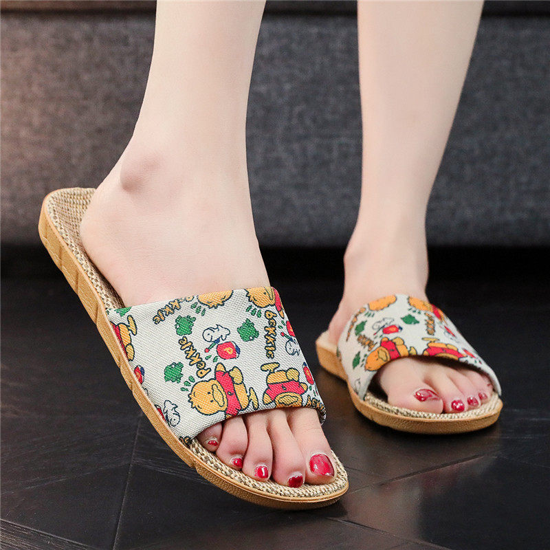 雪皮熊四季居家亚麻拖鞋夏季透气吸汗EVA软底木地板静音男女居家,淘宝优惠券,粉丝福利购,淘宝优惠卷