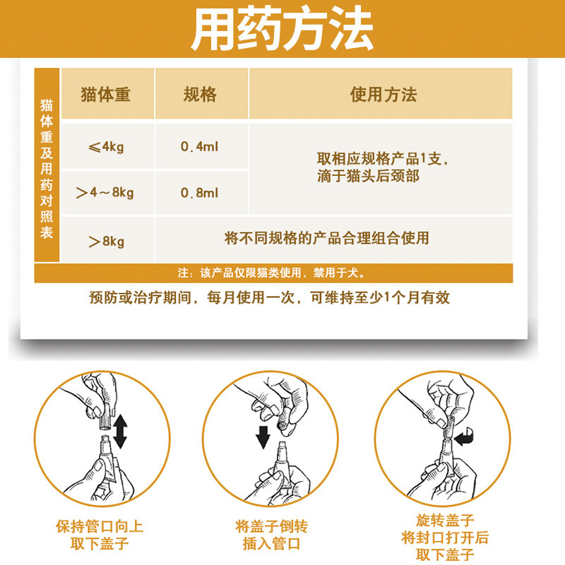 爱沃克猫咪体内外一体驱虫药通用德国拜耳耳螨螨虫跳蚤驱虫打虫药