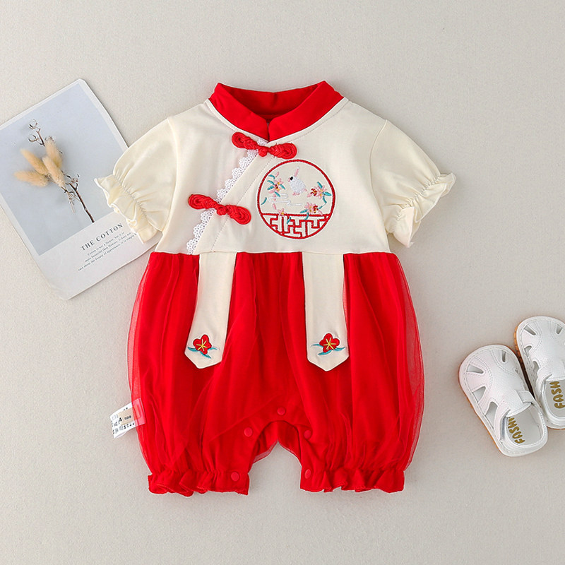 婴儿衣服夏季0-1岁外出满月连体衣 十点伴方克连身衣/爬服/哈衣