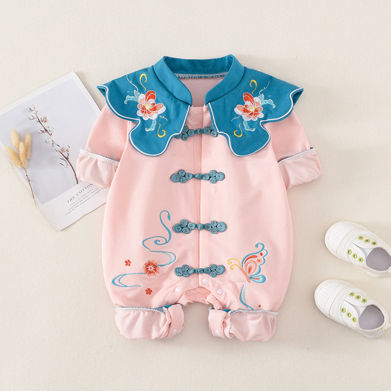 网红婴儿衣服春秋套装满月百天哈衣 十点伴方克连身衣/爬服/哈衣