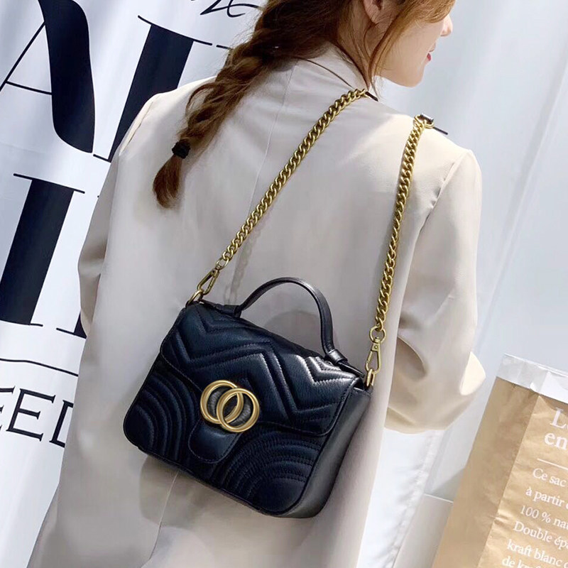 2020新款小香头层牛皮时尚菱格包包 唐王保罗女士包袋