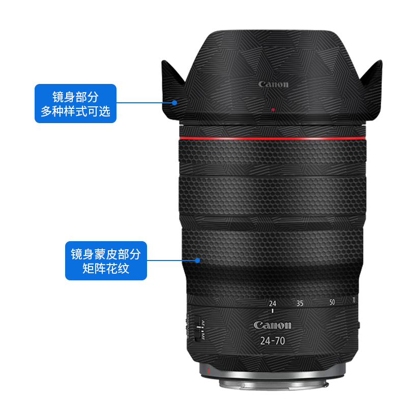 Selens/喜乐仕 佳能RF24-70F2.8镜头保护贴膜贴皮全包碳纤维3M适用于佳能RF24-70F2.8微单磨砂矩阵迷彩贴纸膜 - 图2