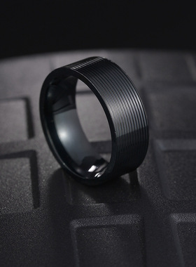 螺纹8mm钛钢戒指真空电镀指环