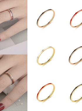 1mm极细钛钢滴油戒指钛钢