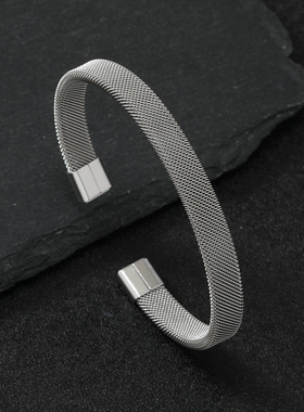 平面钢丝网格弹力手镯C形开口