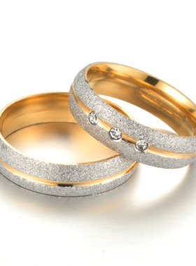 双色钛钢情侣戒指不锈钢