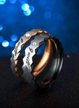 百搭钛钢情侣镶钻戒指