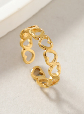 镂空正反桃心爱心开口钛钢