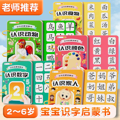 识字书幼儿认字启蒙早教安静书儿童识数字卡片全套幼儿园宝宝认知-图3