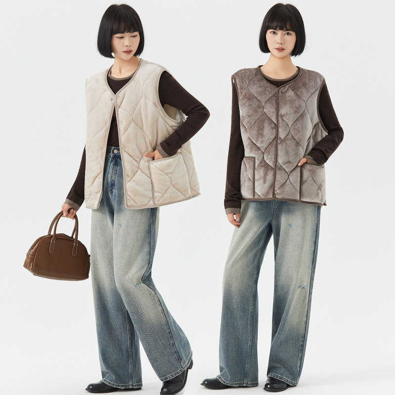 双面加绒保暖羽绒棉马甲男女同款加厚内外穿棉袄防寒棉服打底外套,淘宝优惠券,粉丝福利购,淘宝优惠卷