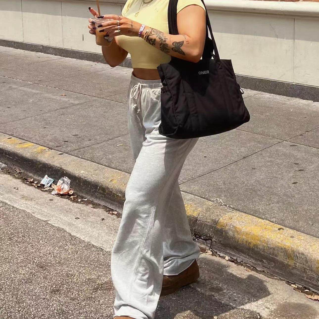 轻薄垂感TTWOLVES全棉水洗300g全棉女士健身运动阔腿直筒卫裤E10,淘宝优惠券,粉丝福利购,淘宝优惠卷