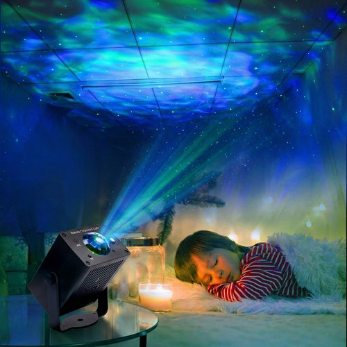 星空灯投影灯蹦迪七彩3D视觉LED北极激光满天星卧室情调氛围灯 - 图1