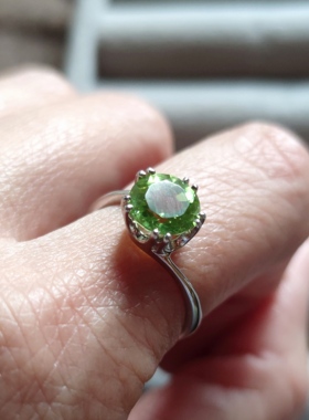 宝石切面 天然橄榄石戒指